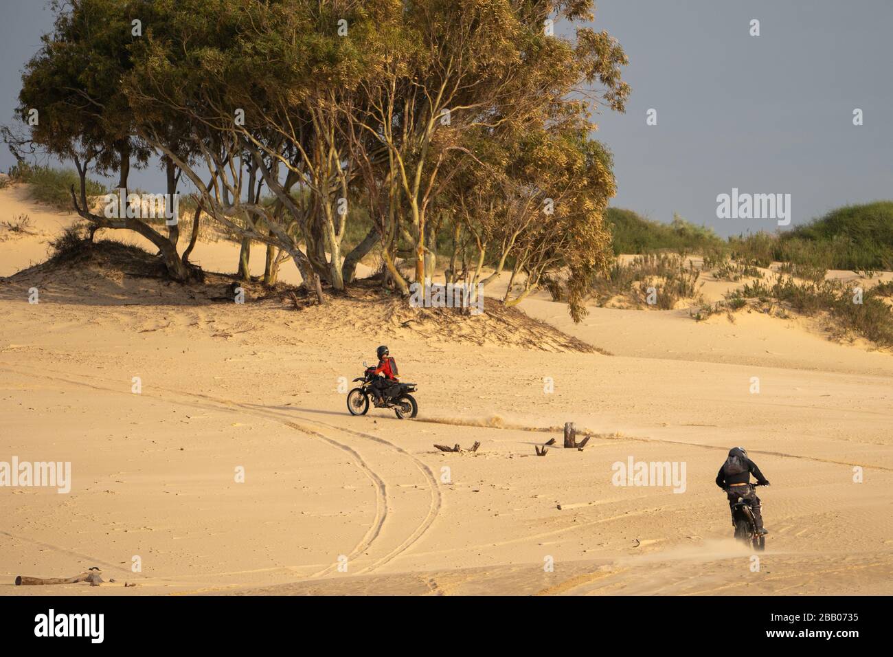 Dirt bike on a sand dune Stock Photo Alamy