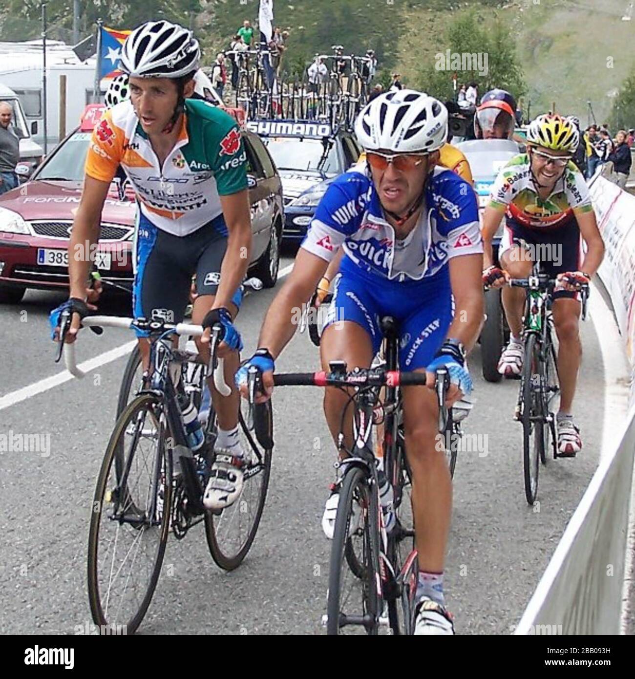 Roberto Heras of Liberty Seguros and Juan Miguel Mercado of Quick Step-Innergetic  during theTour d'Espagne 2005 cycling race, La Vall d'en Bas - Ordino-Arcalis on September 05, 2005 in  Ordino-Arcalis, France - Photo Laurent Lairys / DPPI Stock Photo
