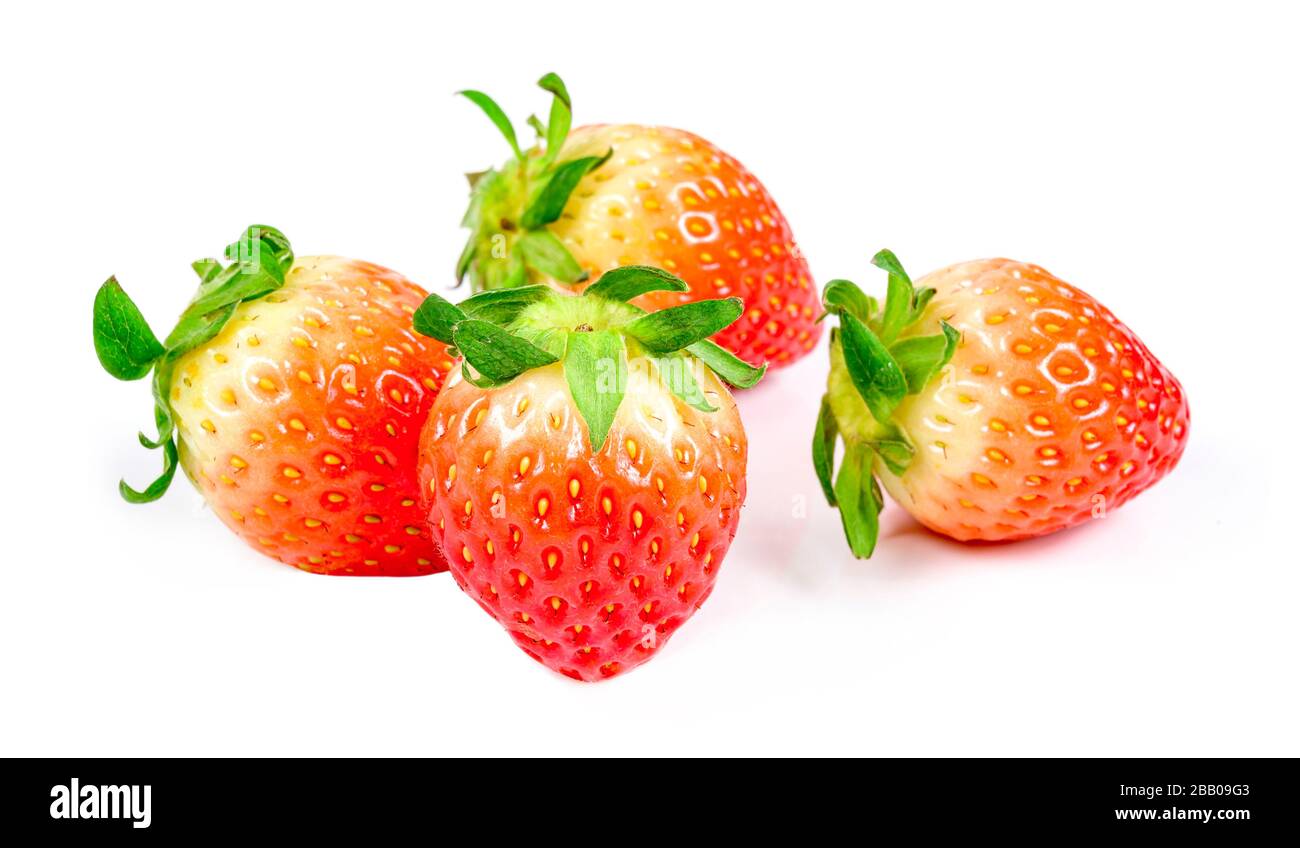 fresh red strawberries isolated on white background Stock Photo - Alamy