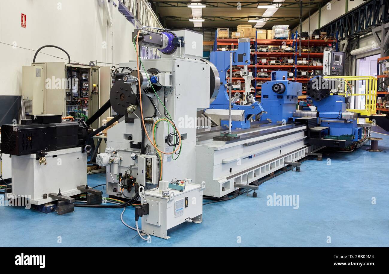 Machining Centre, CNC, Horizontal turning and Milling lathe. Design, manufacture and installation of machine tools, Metal industry, Mechanical Stock Photo