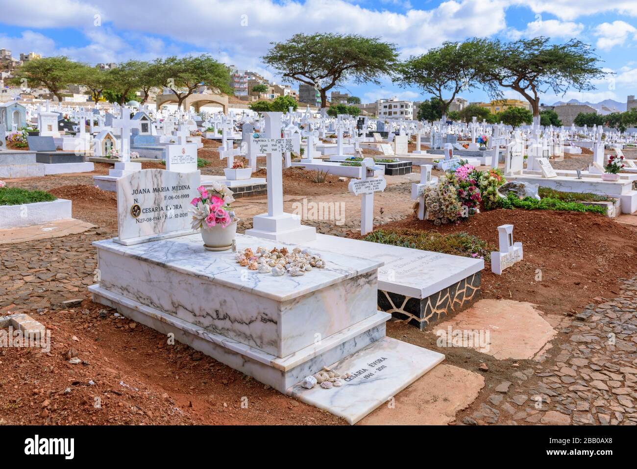 Tomb of Cesaria Evora, the Barefoot Diva, at Mindelo Municipal Cemetery, Sao  Vicente, Cape Verde Islands, Africa Stock Photo - Alamy