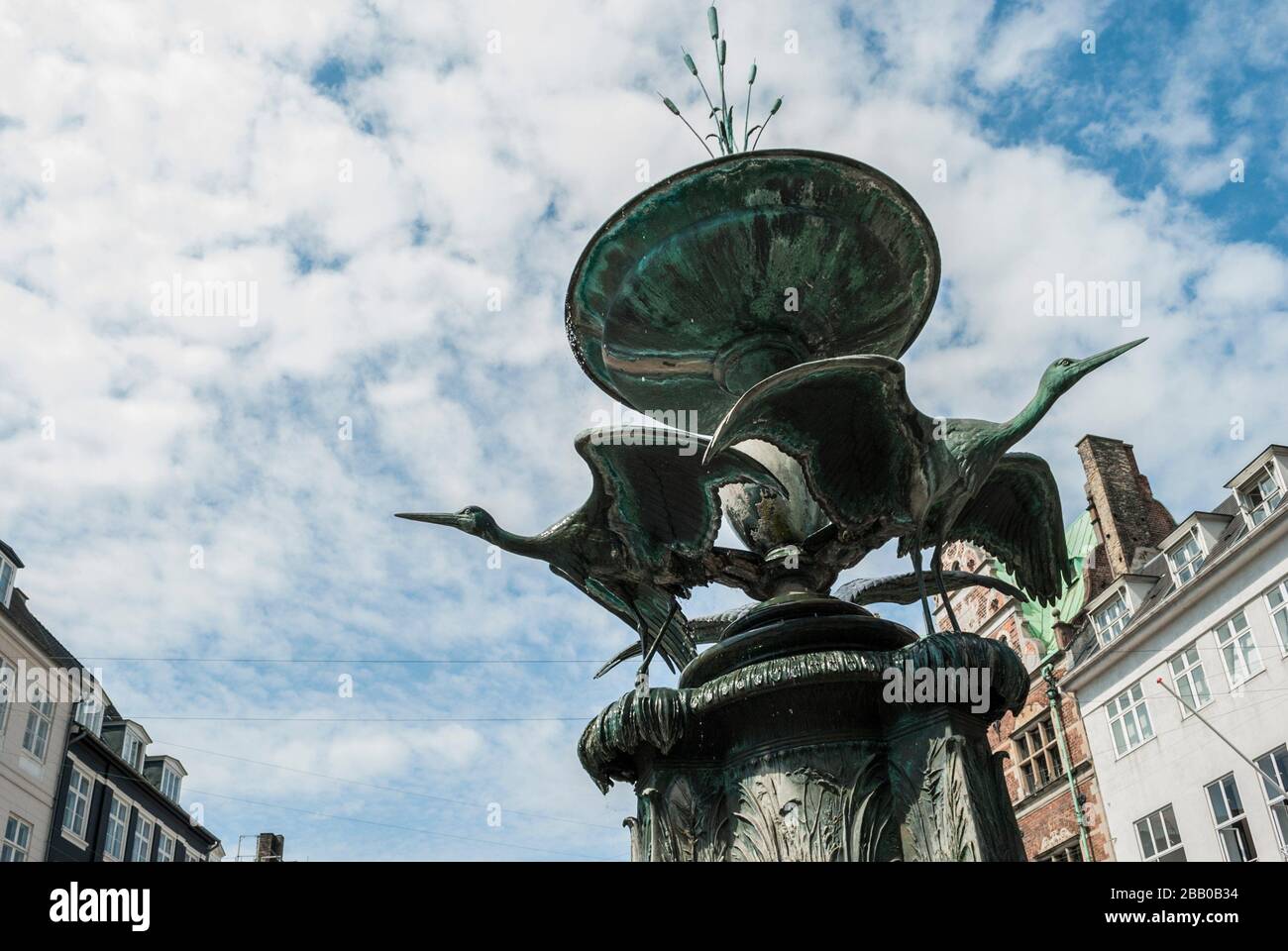 Stork Fountain, Amager Square, Copenhagen, Denmark, Europe. Stock Photo