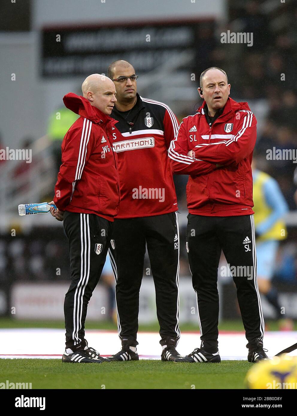 Fulham's physiotherapist Wayne Gill (left) and doctor Steve Lewis (right) Stock Photo