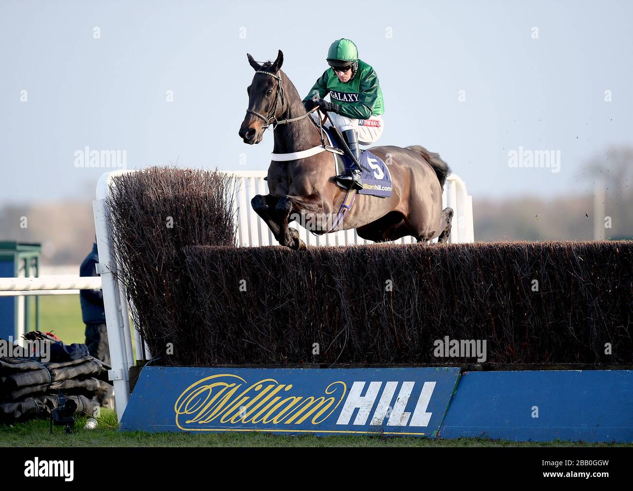 Grandouet, ridden by Barry Geraghty during the Williamhill.com Novices' Chase Stock Photo