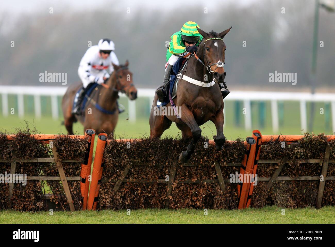 Springinherstep ridden by Barry Geraghty during the Betfred 'Goals Galore' Handicap Hurdle Stock Photo