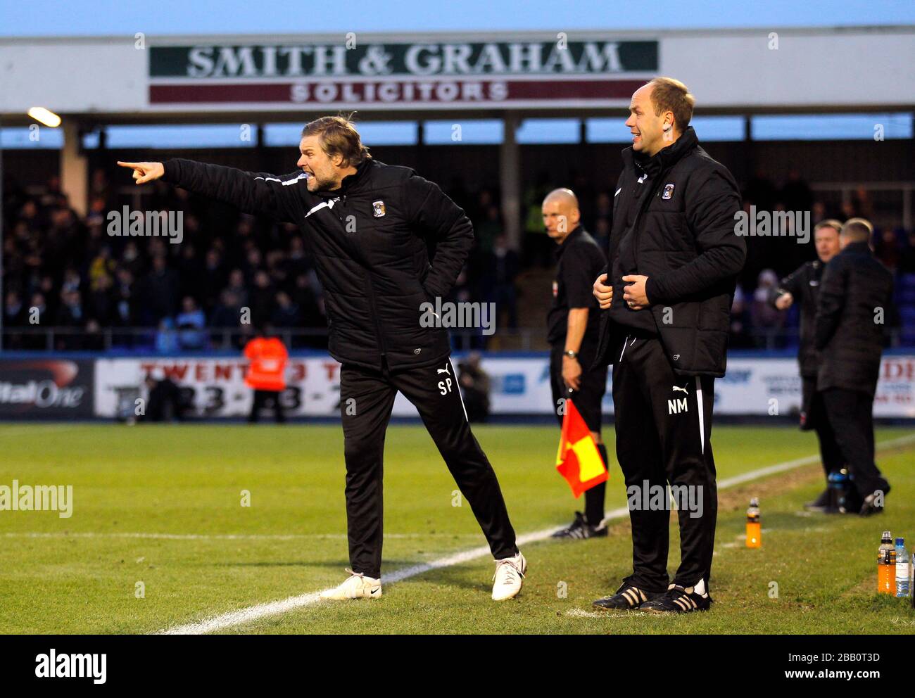 Coventry City's manager Steven Pressley and assistant Neil MacFarlane