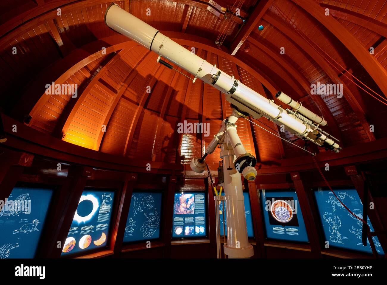 Telescope at the astronomical observatory on top of the Round Tower in Copenhagen, Denmark, Europe Stock Photo
