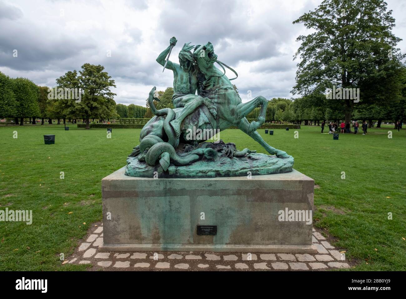 Sculpture of a man on horseback fighting a snake in the Rosenborg ...