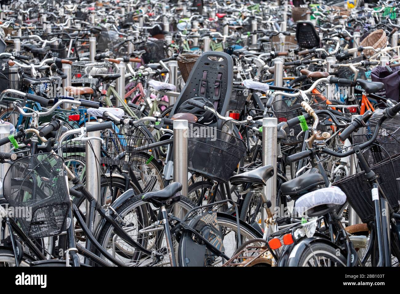 Overcrowded bicycle parking Stock Photo
