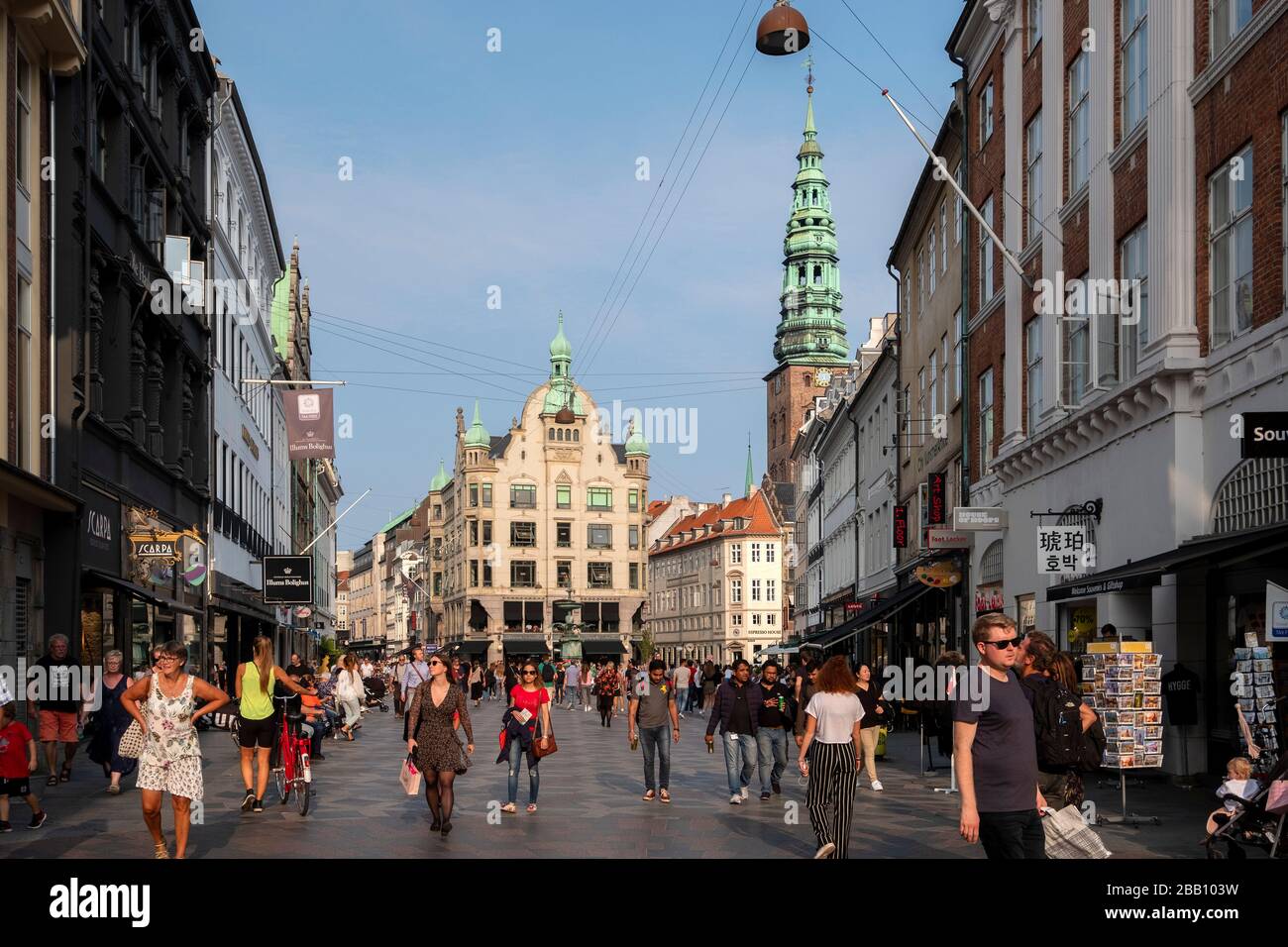 Amagertorv street in downtown Copenhagen, Denmark, Europe Stock Photo