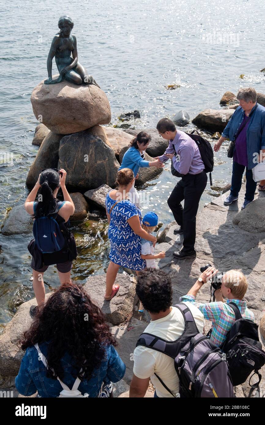 The Little Mermaid statue in Copenhagen, Denmark, Europe Stock Photo
