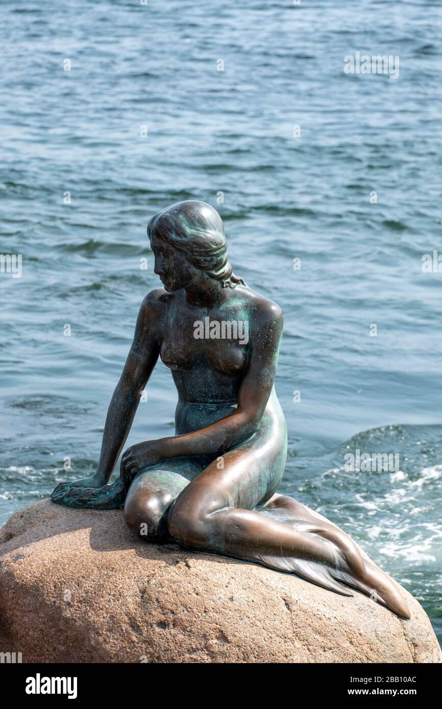 The Little Mermaid statue in Copenhagen, Denmark, Europe Stock Photo