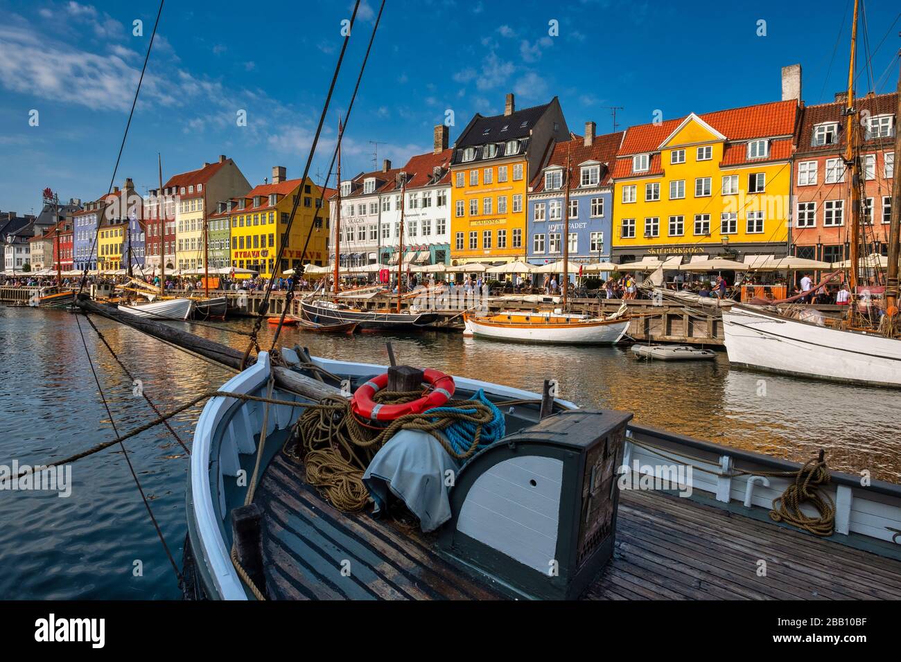 Row of colorful houses on the waterfront of the Nyhavn canal in Copenhagen, Denmark, Europe Stock Photo