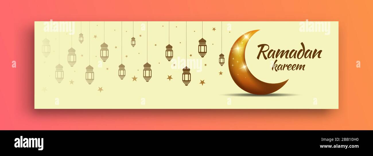 Banner for Ramadan Preparation with a Shining Moon Design, lanterns and ...