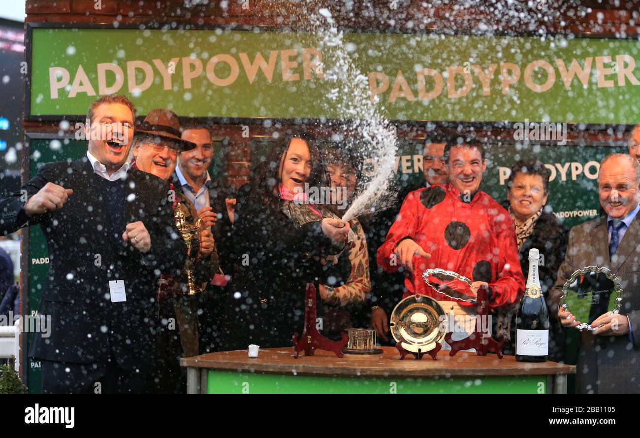 Jockey Richie McLernon celebrates winning the Paddy Power Gold Cup