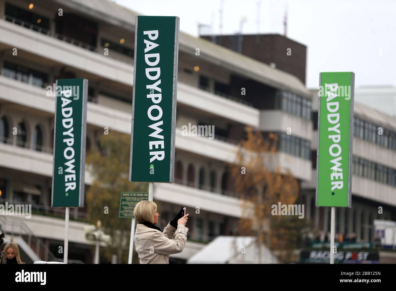 Paddy power branding brand sign signage racing cheltenham hi-res stock ...