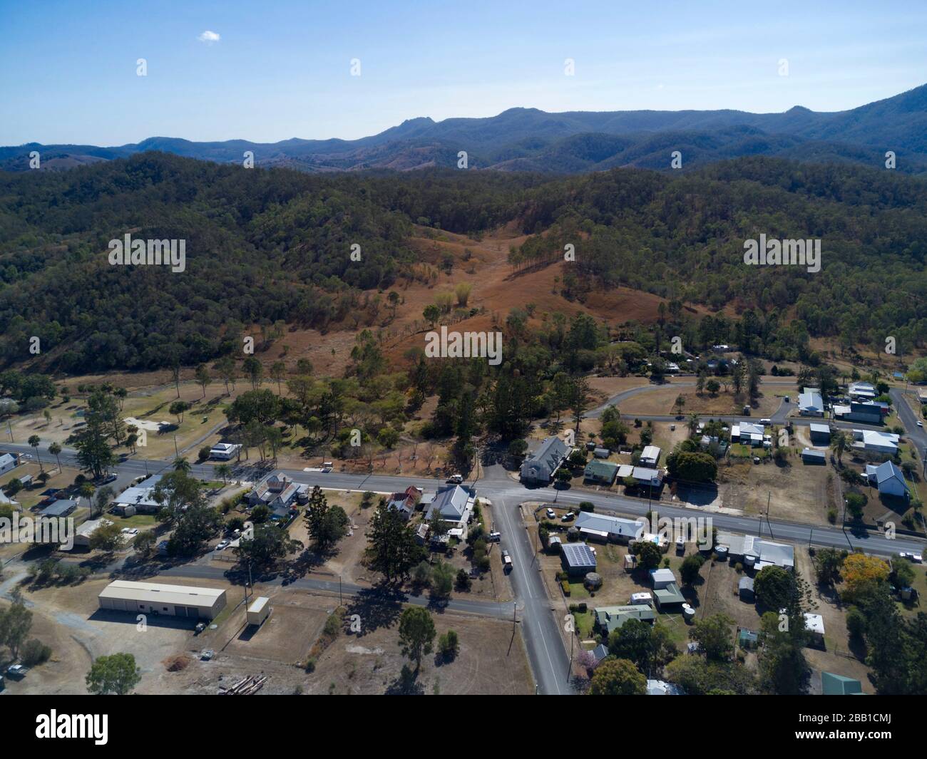 Aerial of the small mining community of Mount Perry near Bundaberg