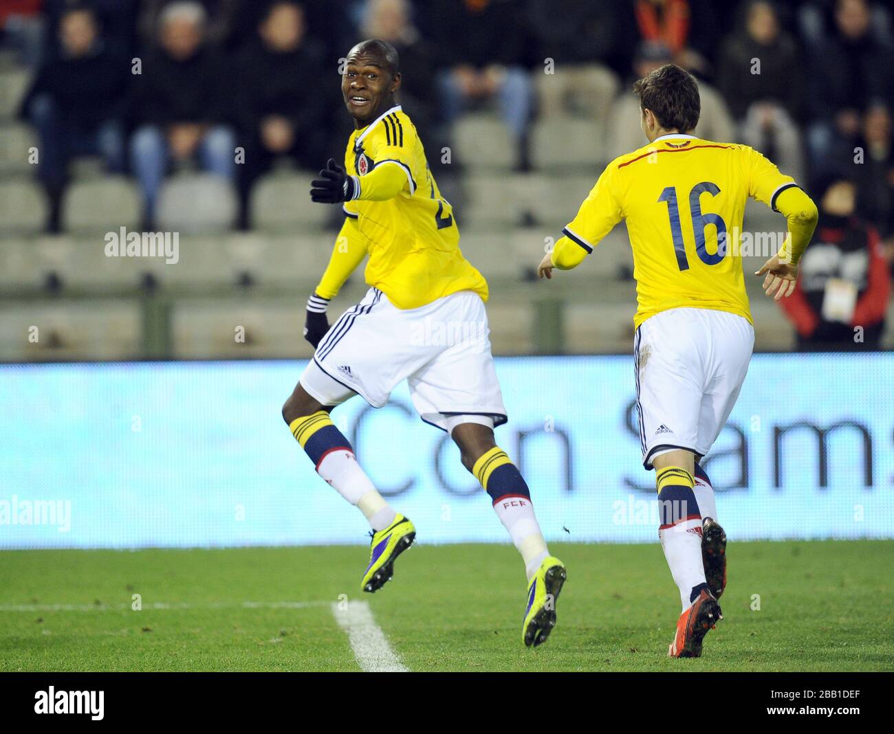 Colombia's Victor Ibarbo celebrates scoring the second goal Stock Photo