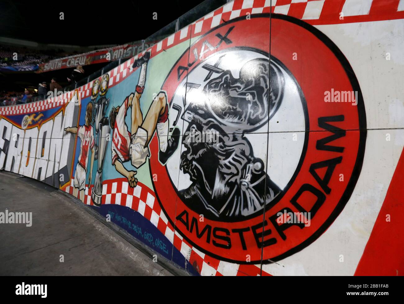 General view of an art mural painted around the Amsterdam Arena. Stock Photo