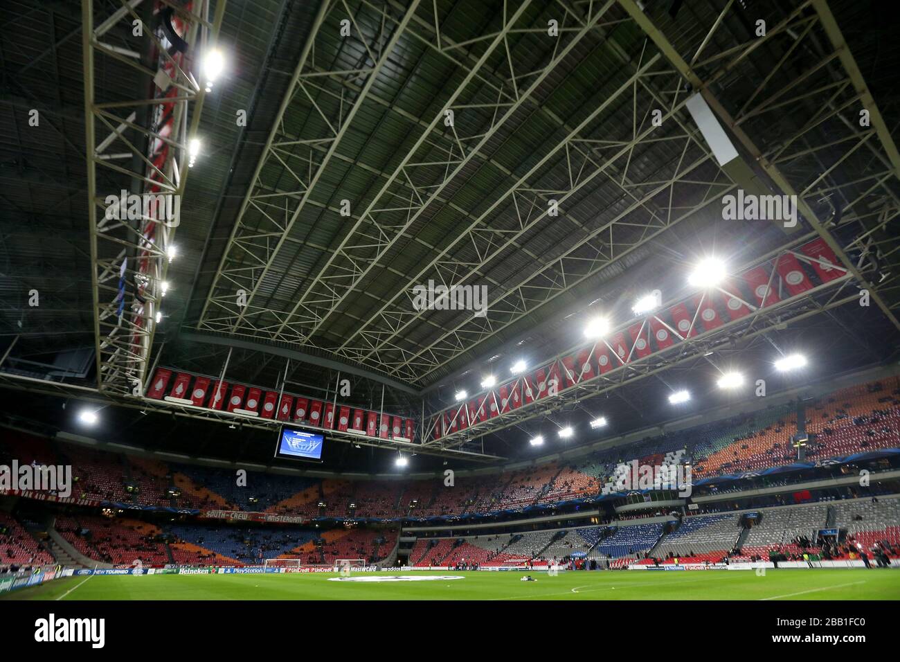 General view of the Amsterdam Arena underneath the closed roof. Stock Photo
