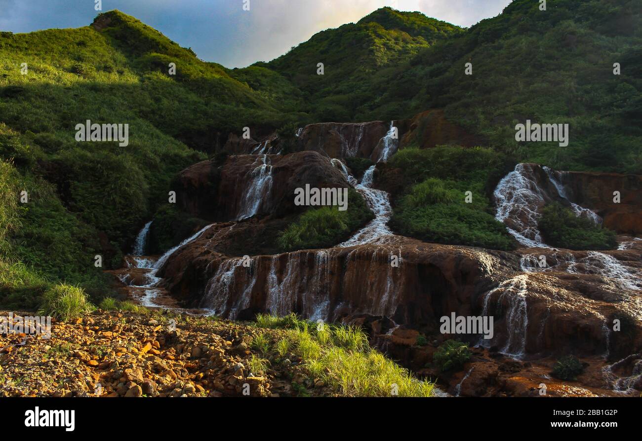 Scenic view for Golden Waterfall Taiwan Stock Photo - Alamy