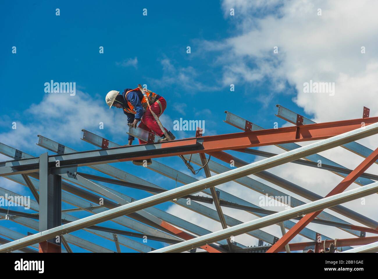 Steel framework of a warehouse under construction. Cape Town, South