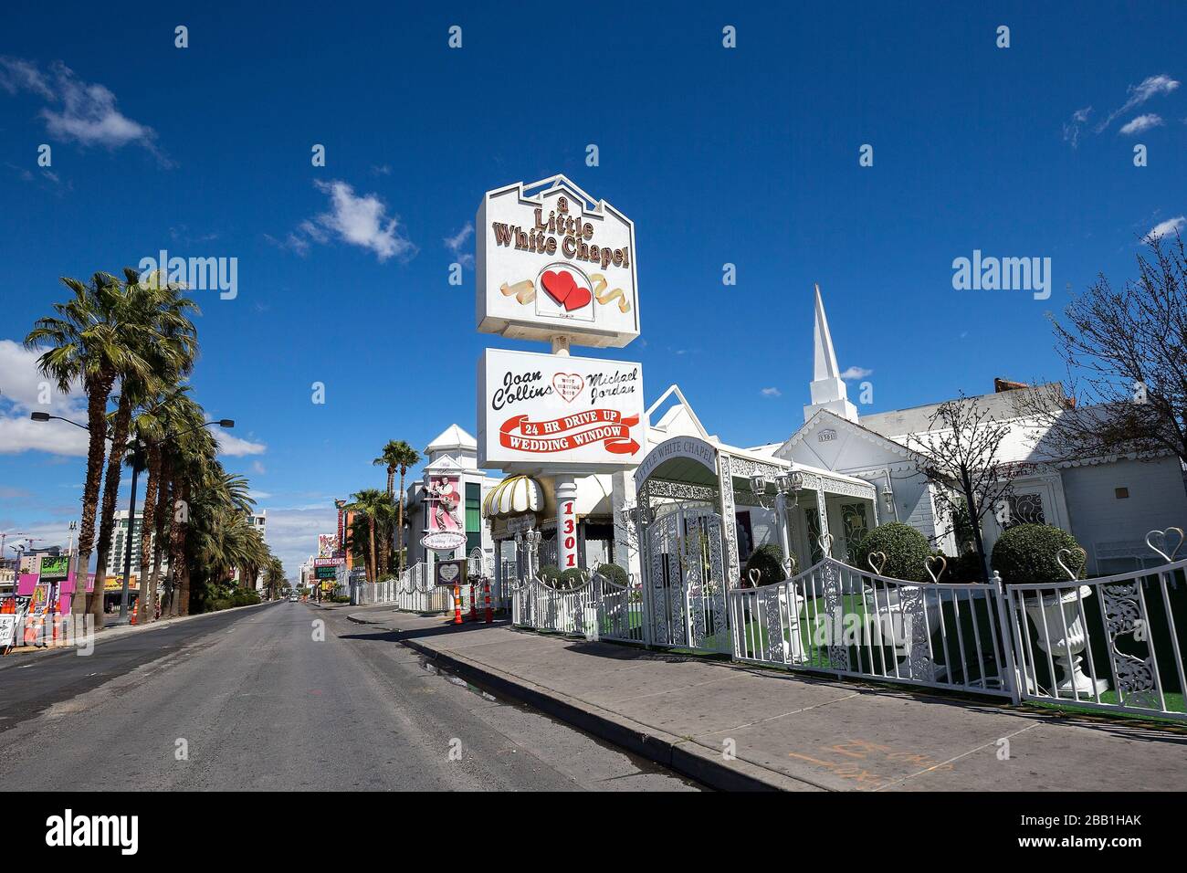 General view of A Little White Chapel amid the global coronavirus COVID-19 pandemic, Monday, March 23, 2020, in Las Vegas. (Photo by IOS/Espa-Images) Stock Photo