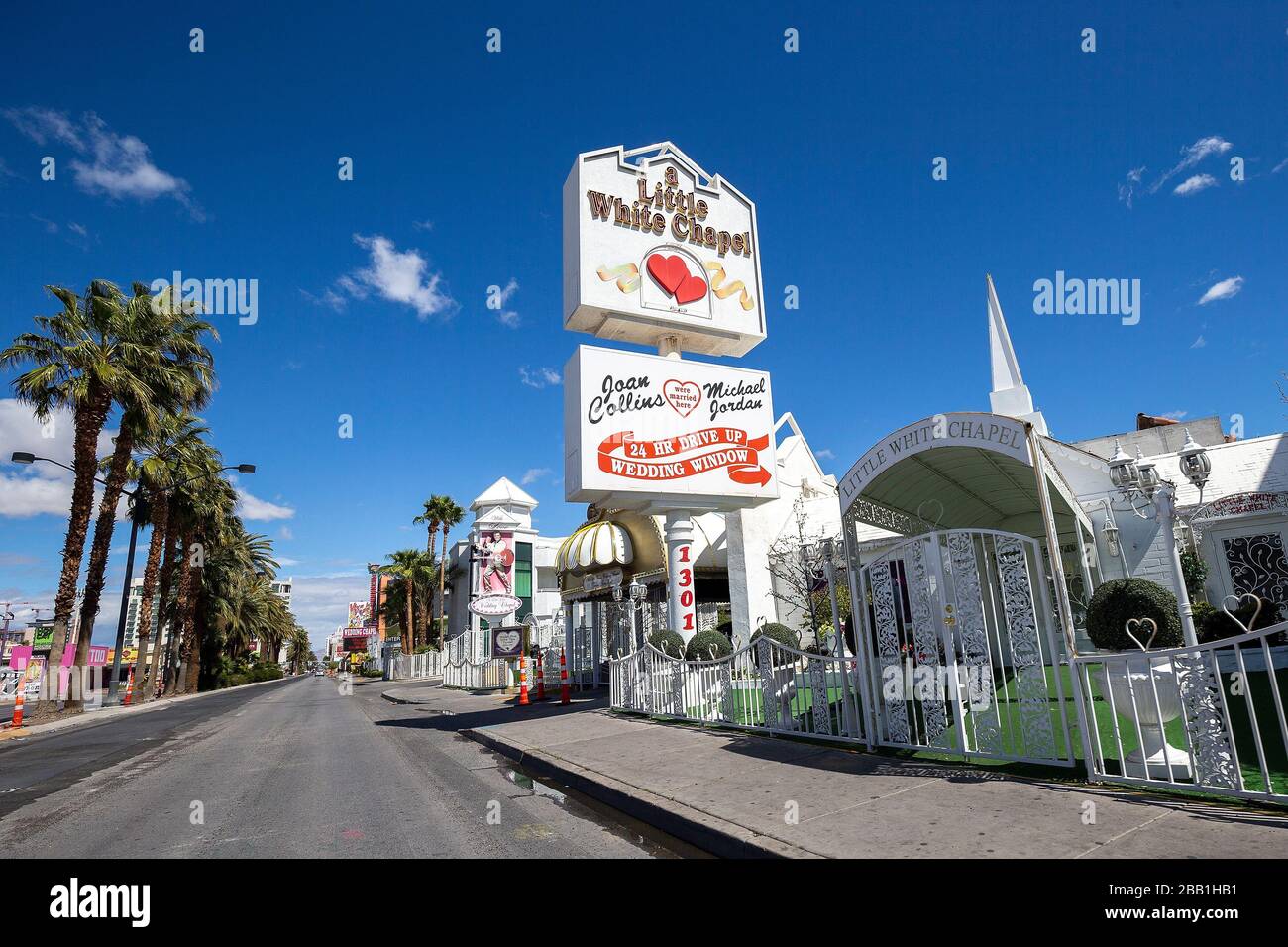 General view of A Little White Chapel amid the global coronavirus COVID-19 pandemic, Monday, March 23, 2020, in Las Vegas. (Photo by IOS/Espa-Images) Stock Photo