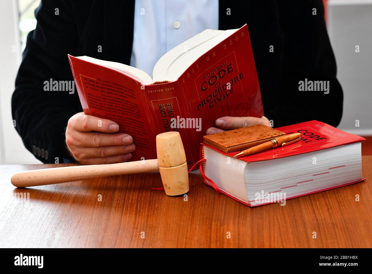 Man reading code of civil procedure,France. Stock Photo
