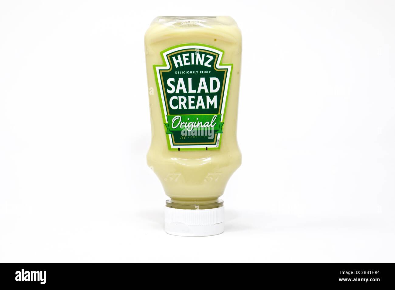 Heinz Salad Cream Squeezy Top Down  on a white background Stock Photo