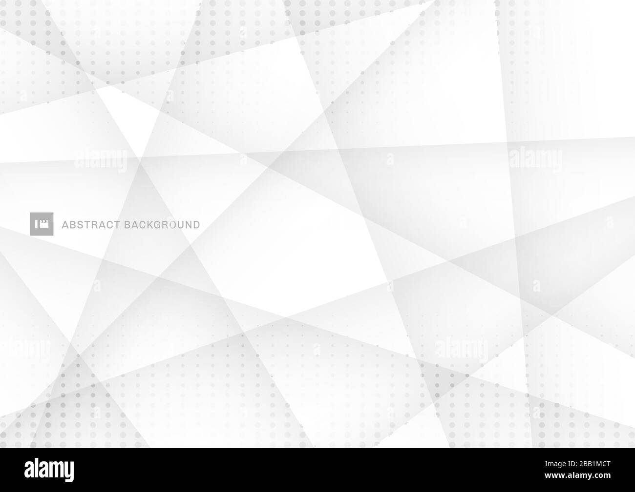 Abstract white and gray polygon background with halftone effect. Vector ...