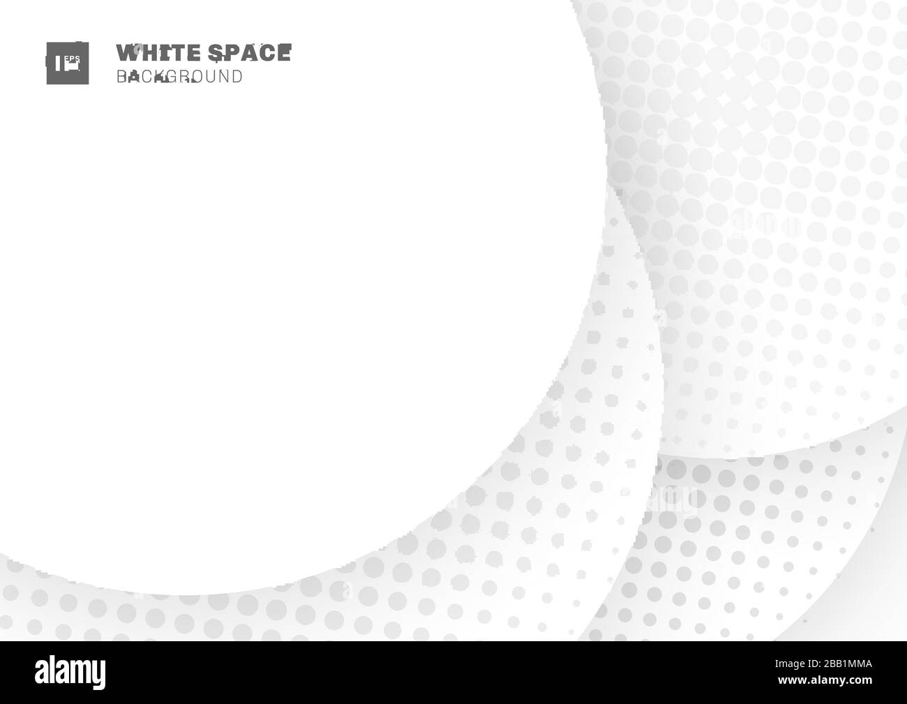 Abstract background white circles with shadow overlapping halftone element. Vector illustration Stock Vector