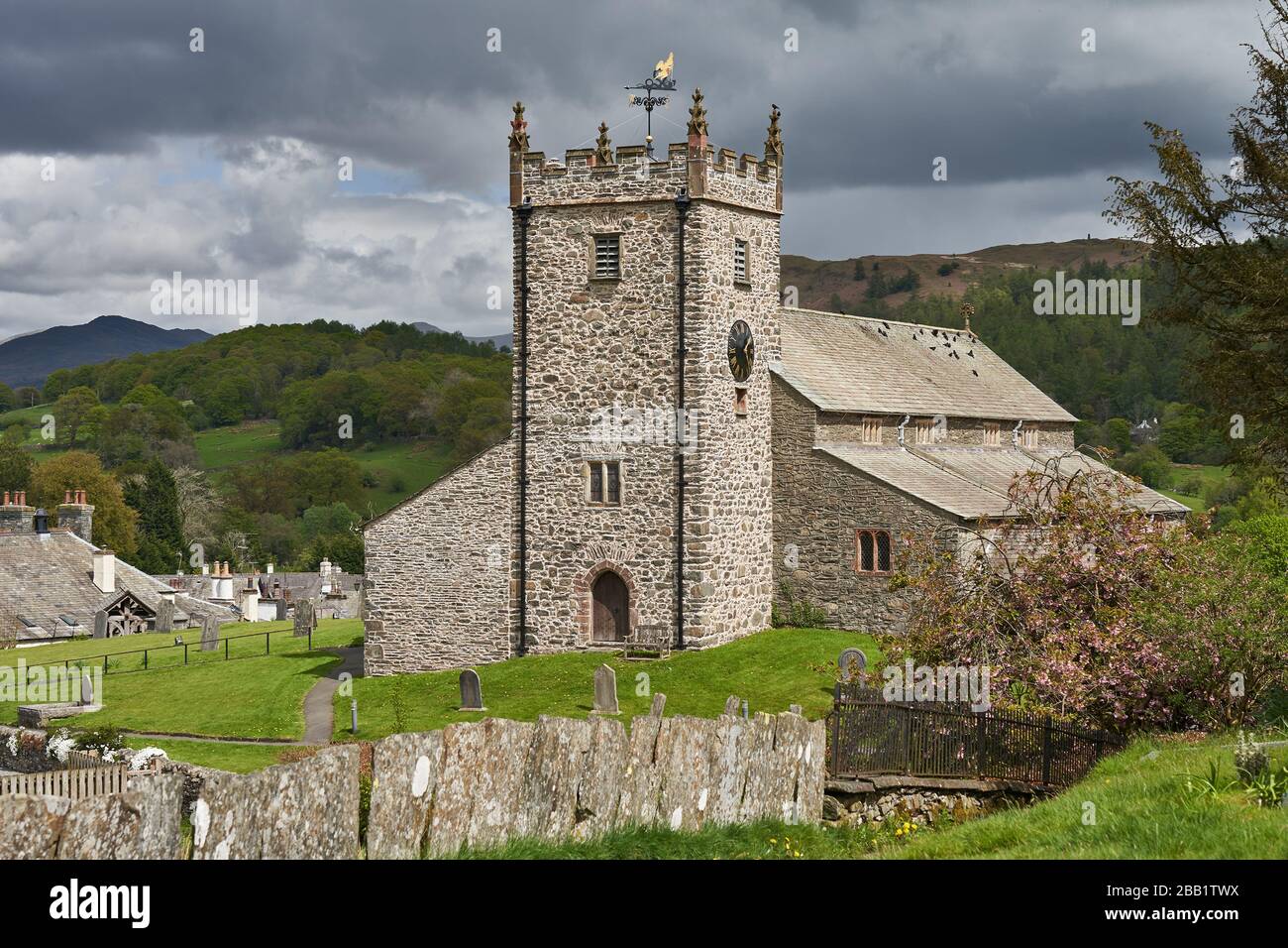 St Michael and All Angels Church Hawkshead Lake District Cumbria England Stock Photo
