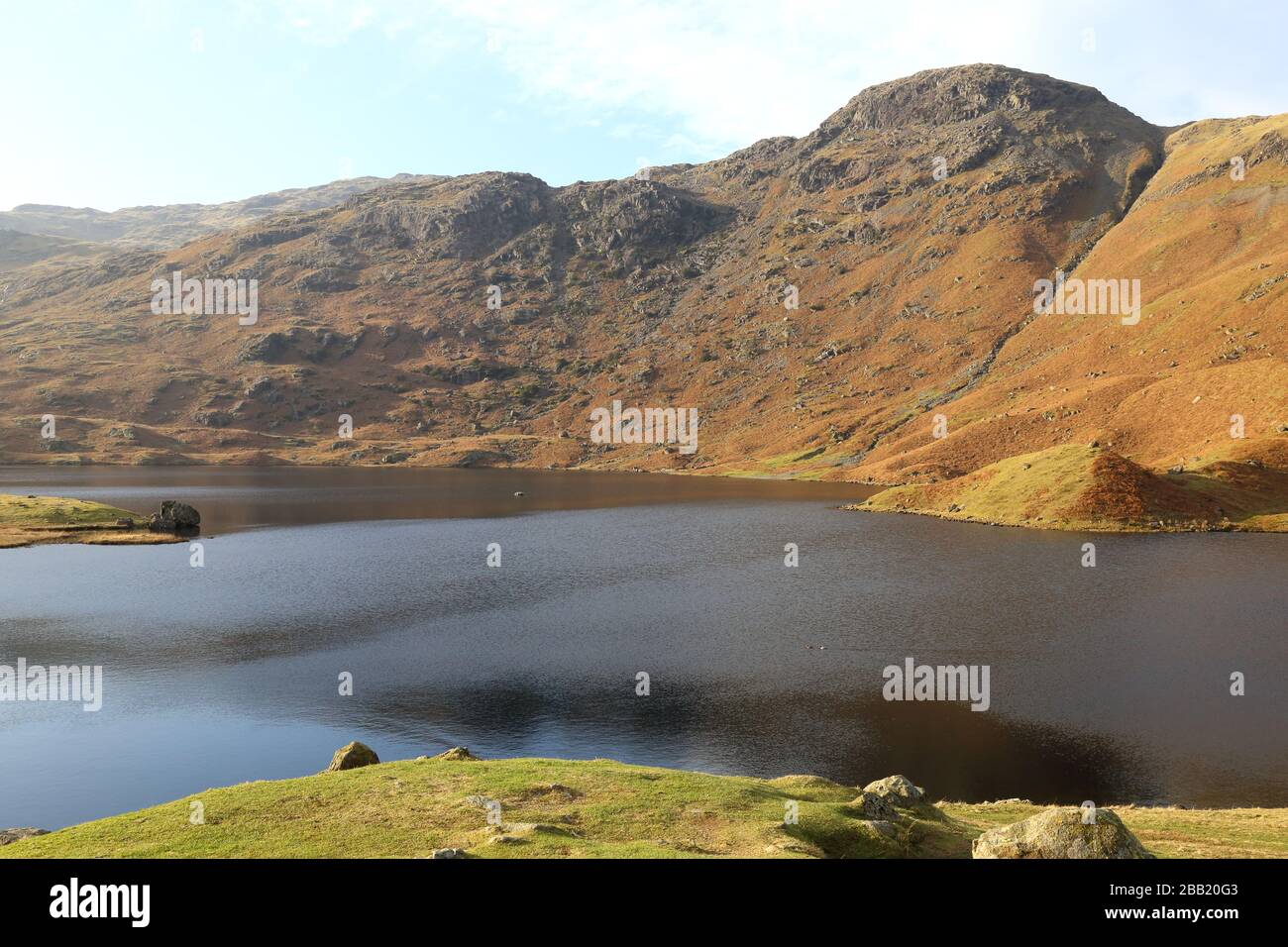 Beautiful and peaceful landscape of Easedale Tarn in the Cumbrian Fells of England's Lake District National Park. Stock Photo