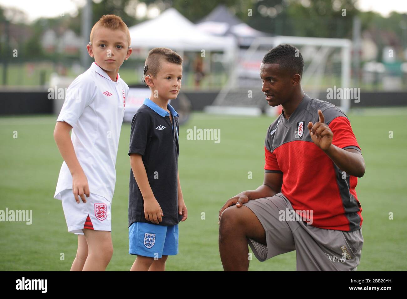 Kids enjoy activities at the Fulham DFC Open Day Stock Photo