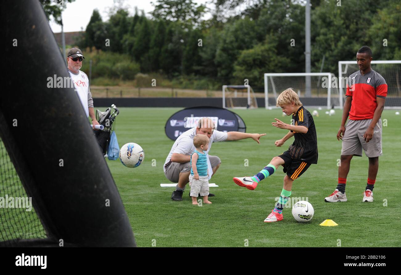 Kids enjoy activities at the Fulham DFC Open Day Stock Photo