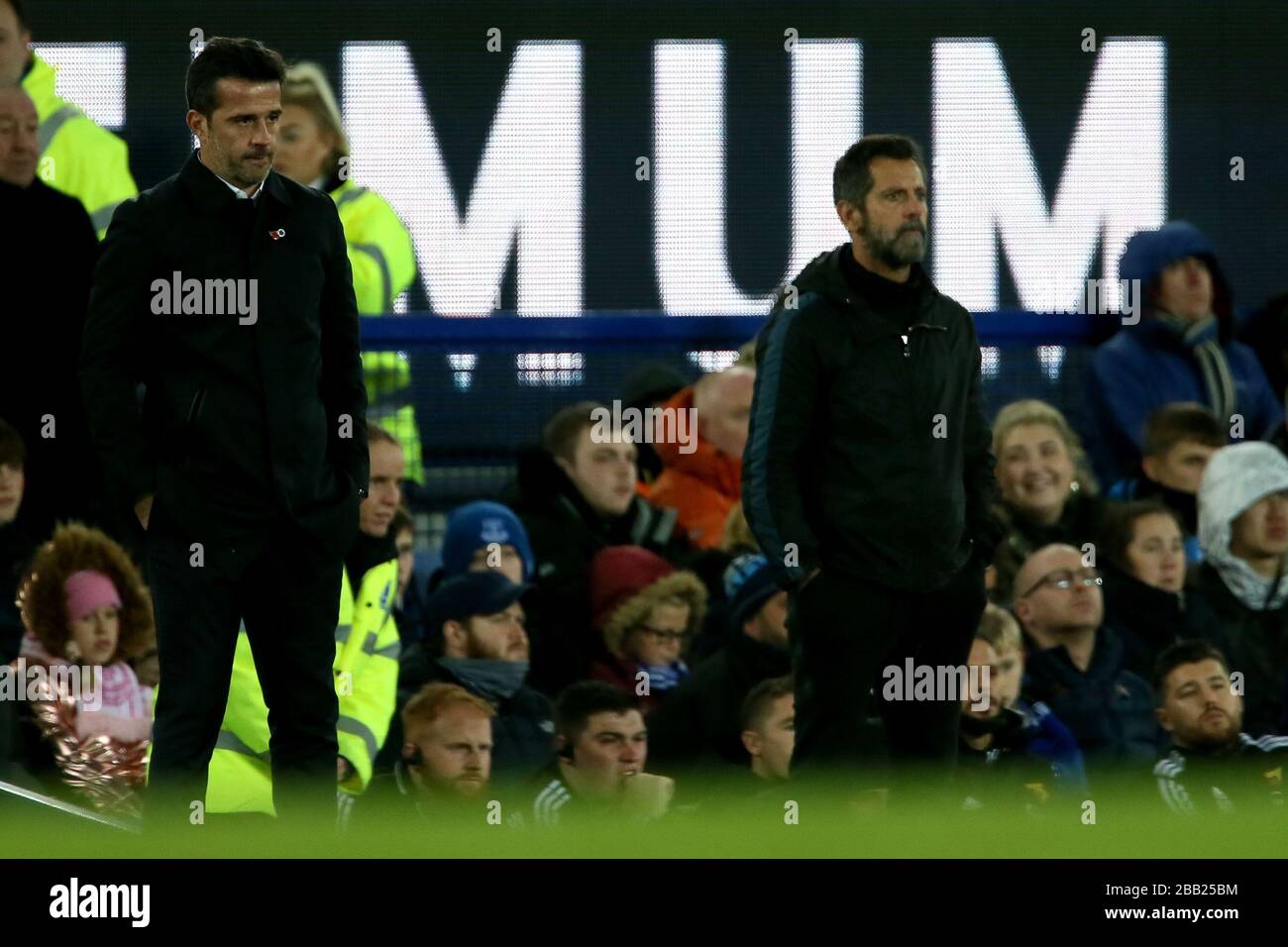 Everton manager Marco Silva and Watford manager Quique sanchez Flores Stock Photo