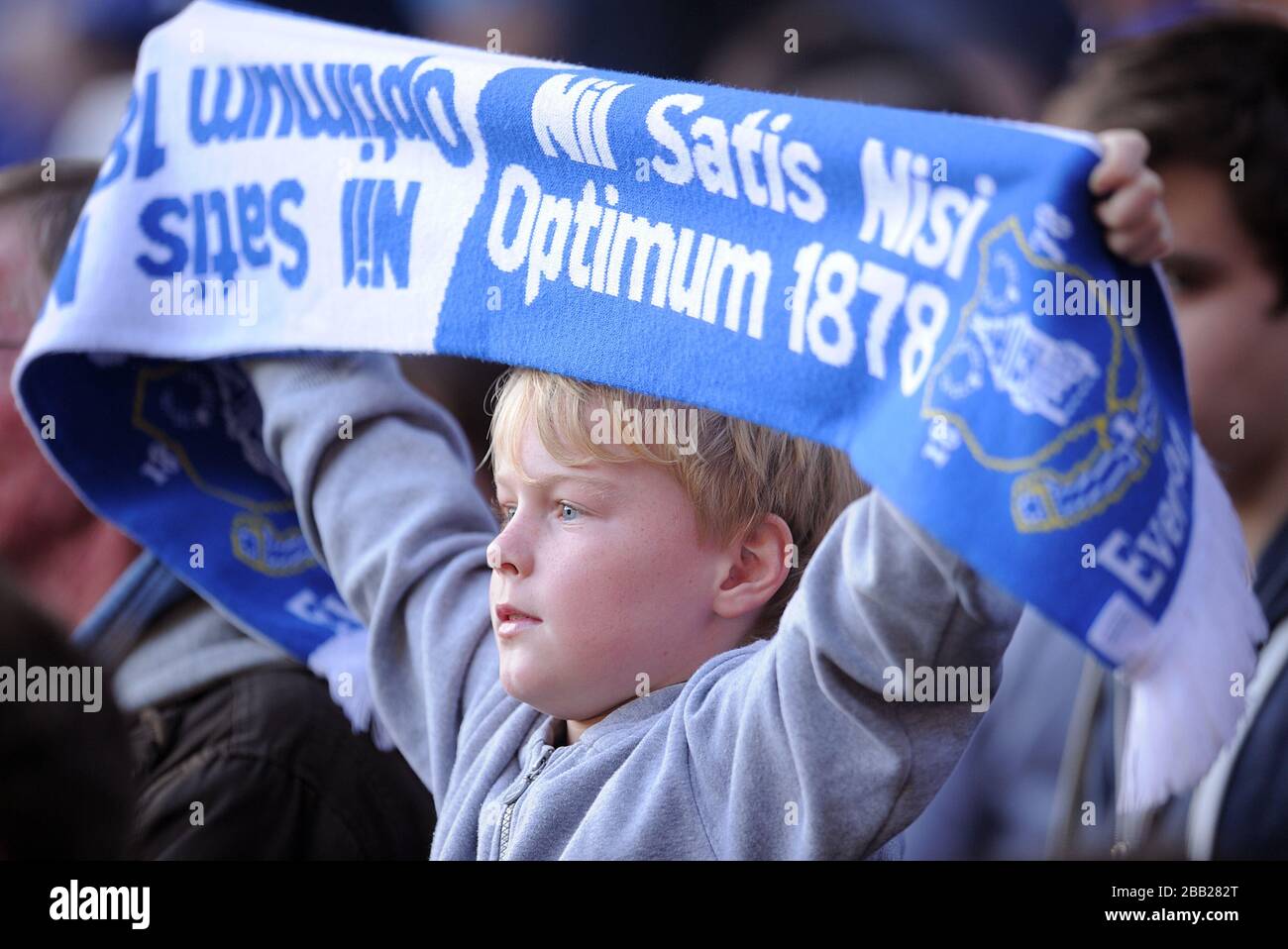 Everton supporters in the stands Stock Photo