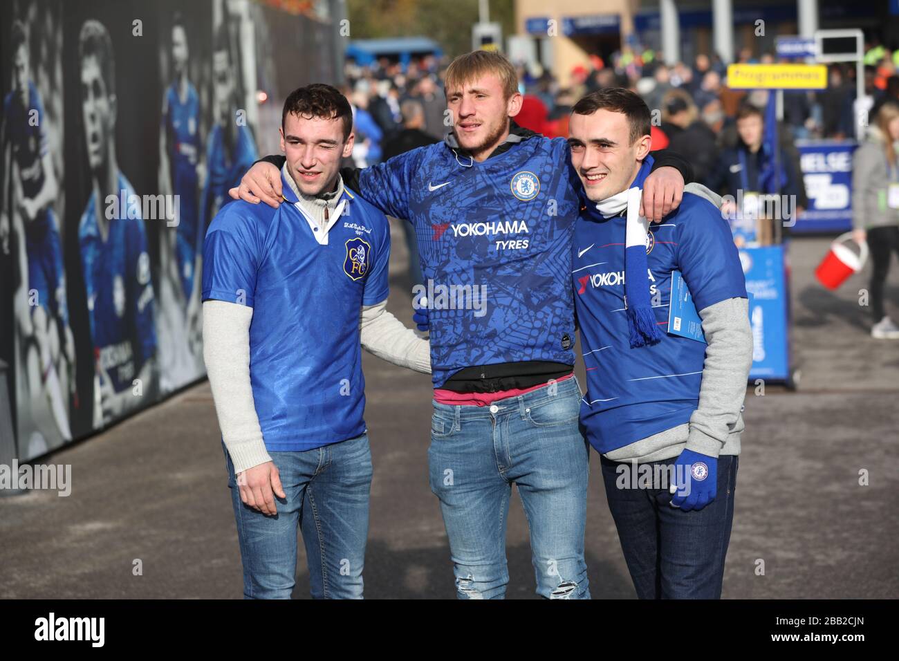 Chelsea's fans ahead of the Premier League game, Chelsea v Crystal Palace at Stamford Bridge, London. Stock Photo