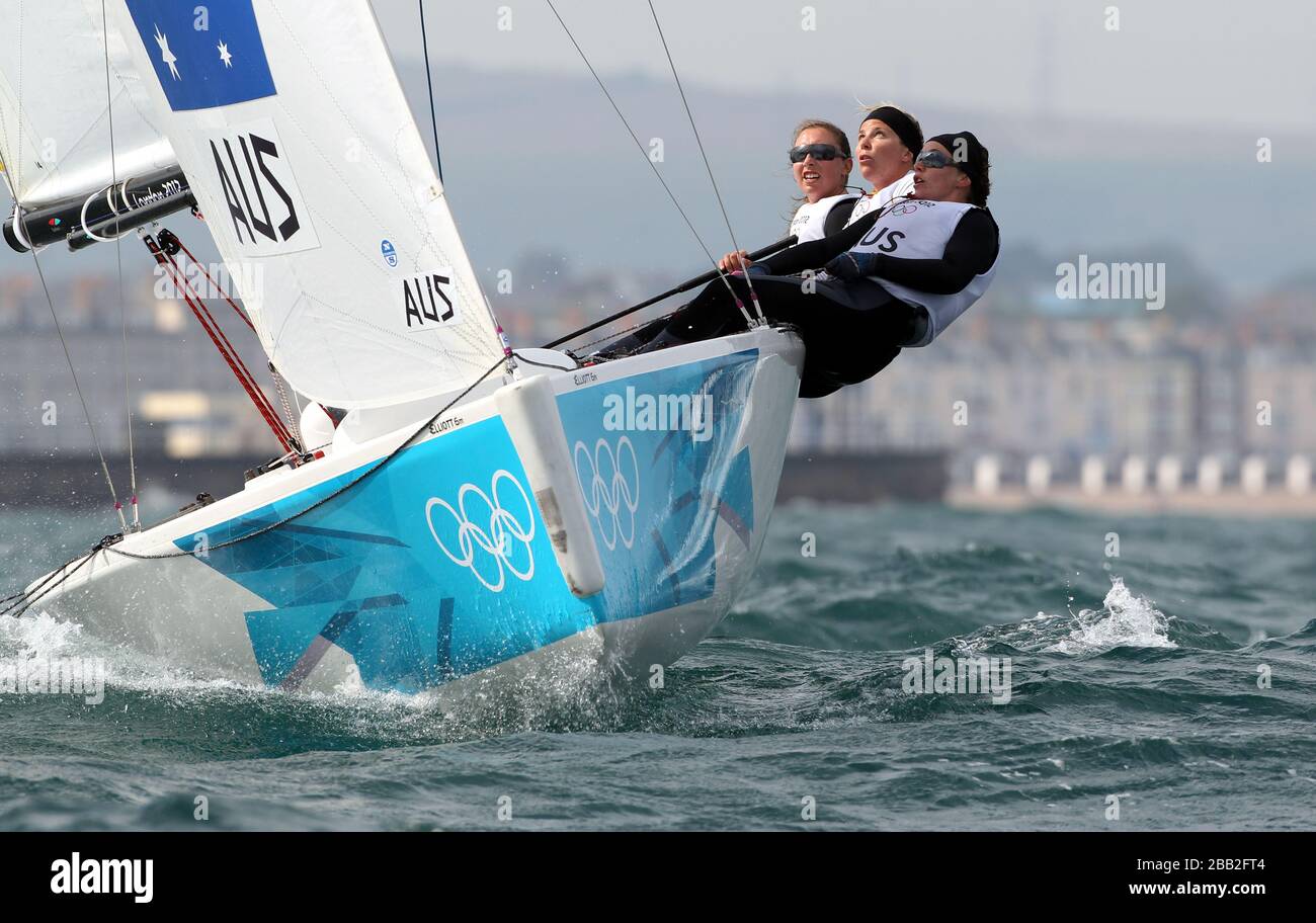 Australia's matchrace crew Olivia Price, Nina Curtis and Lucinda Whitty ...