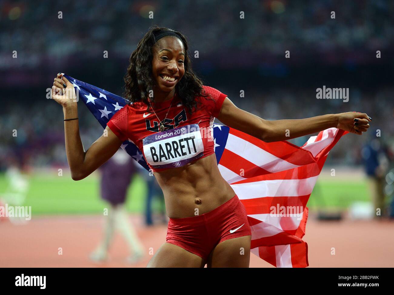 USA's Brigetta Barrett celebrates finishing second in the Women's High