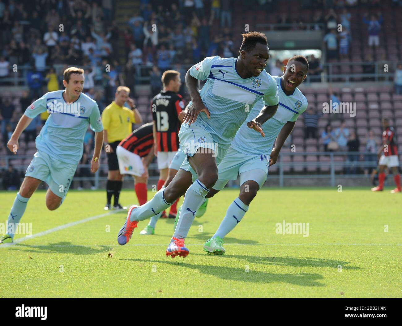 Coventry City's Mathieu Manset celebrates scoring their fourth goal and ...