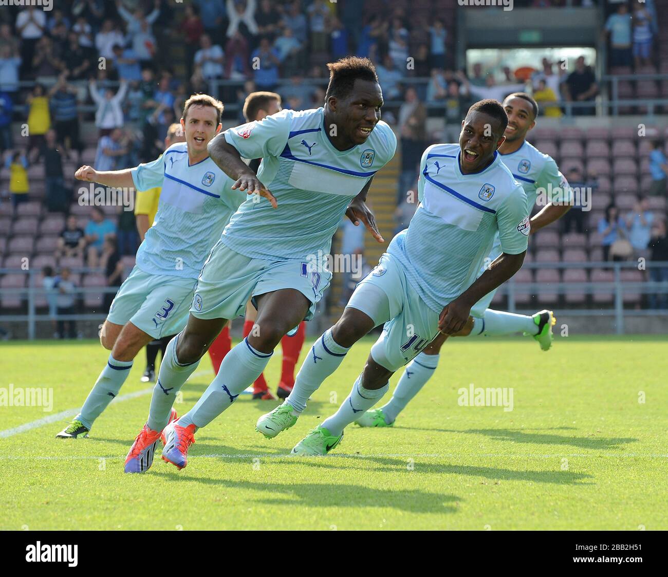 Coventry City's Mathieu Manset celebrates scoring their fourth goal and ...