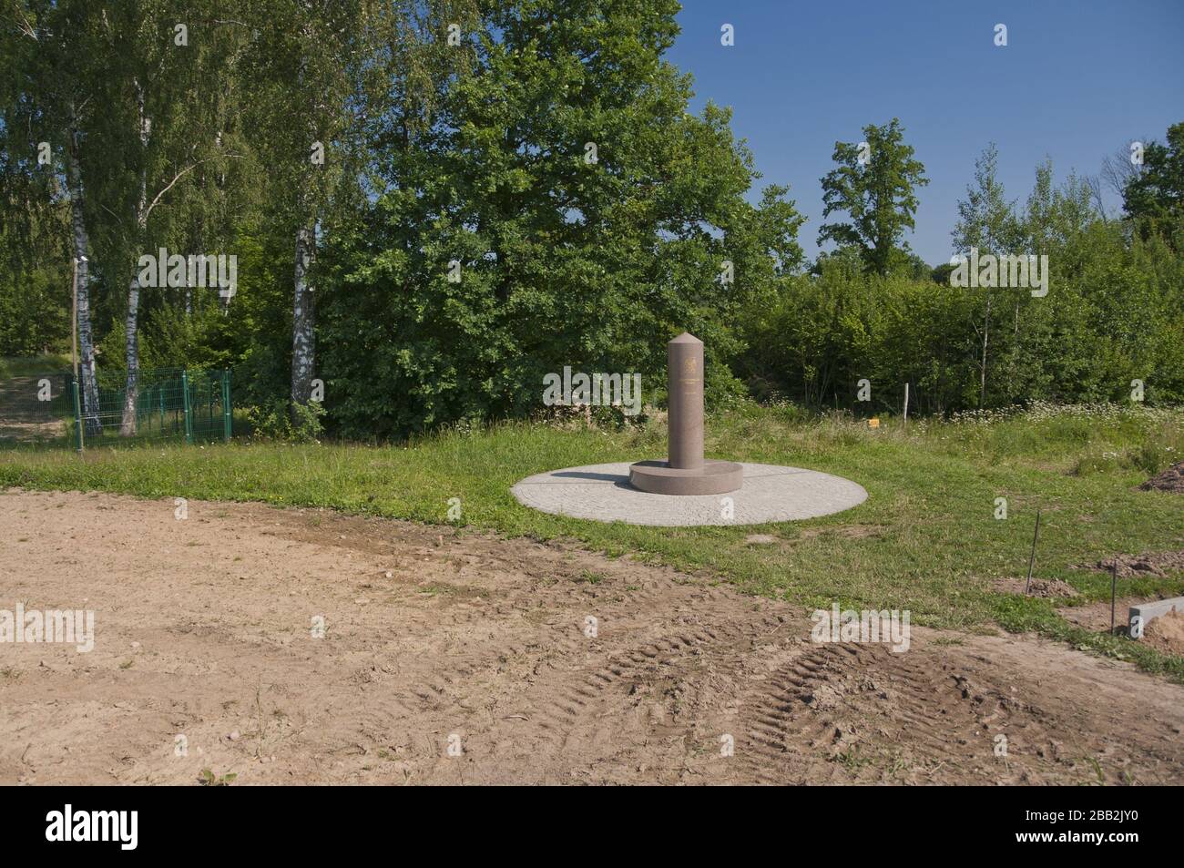 Triangle of the borders of Poland, Lithuania and Russia. Wisztyniec, Marijampole County, Lithuania. Stock Photo