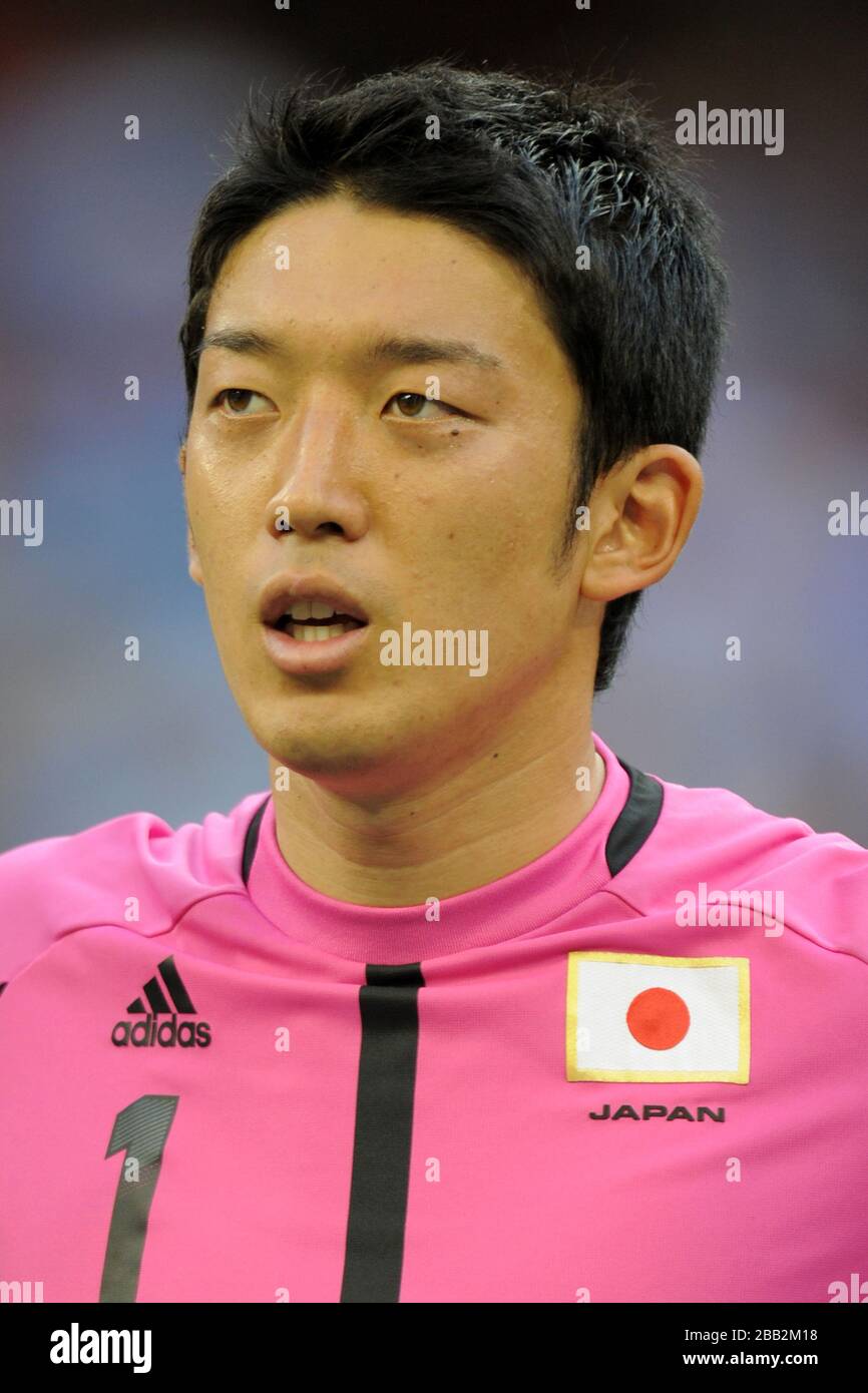 Japan goalkeeper Shuichi Gonda during the men's football Bronze medal match between Japan and South Korea at the Millennium Stadium Stock Photo
