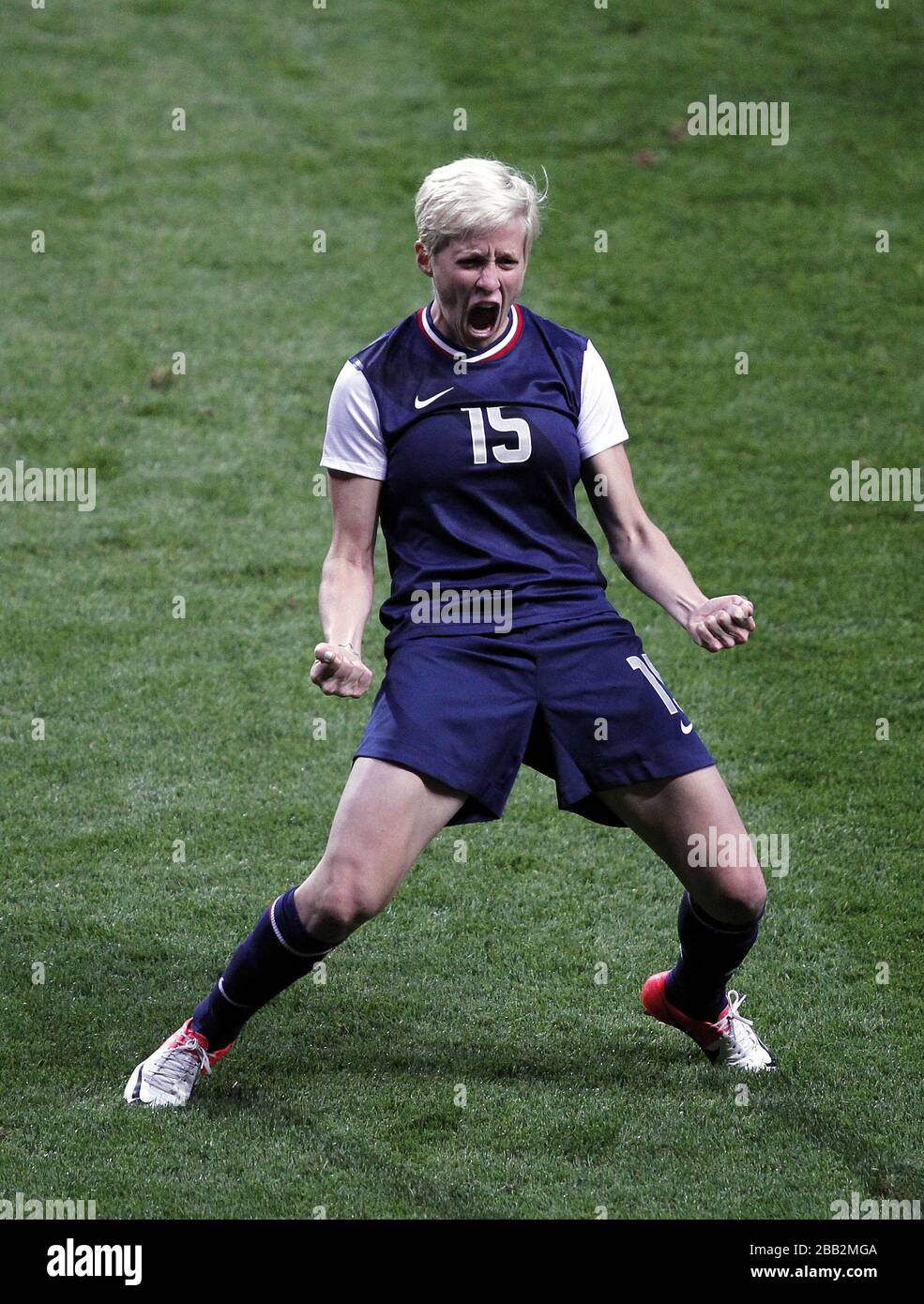 United States' Megan Rapinoe celebrates the own goal during the Olympic