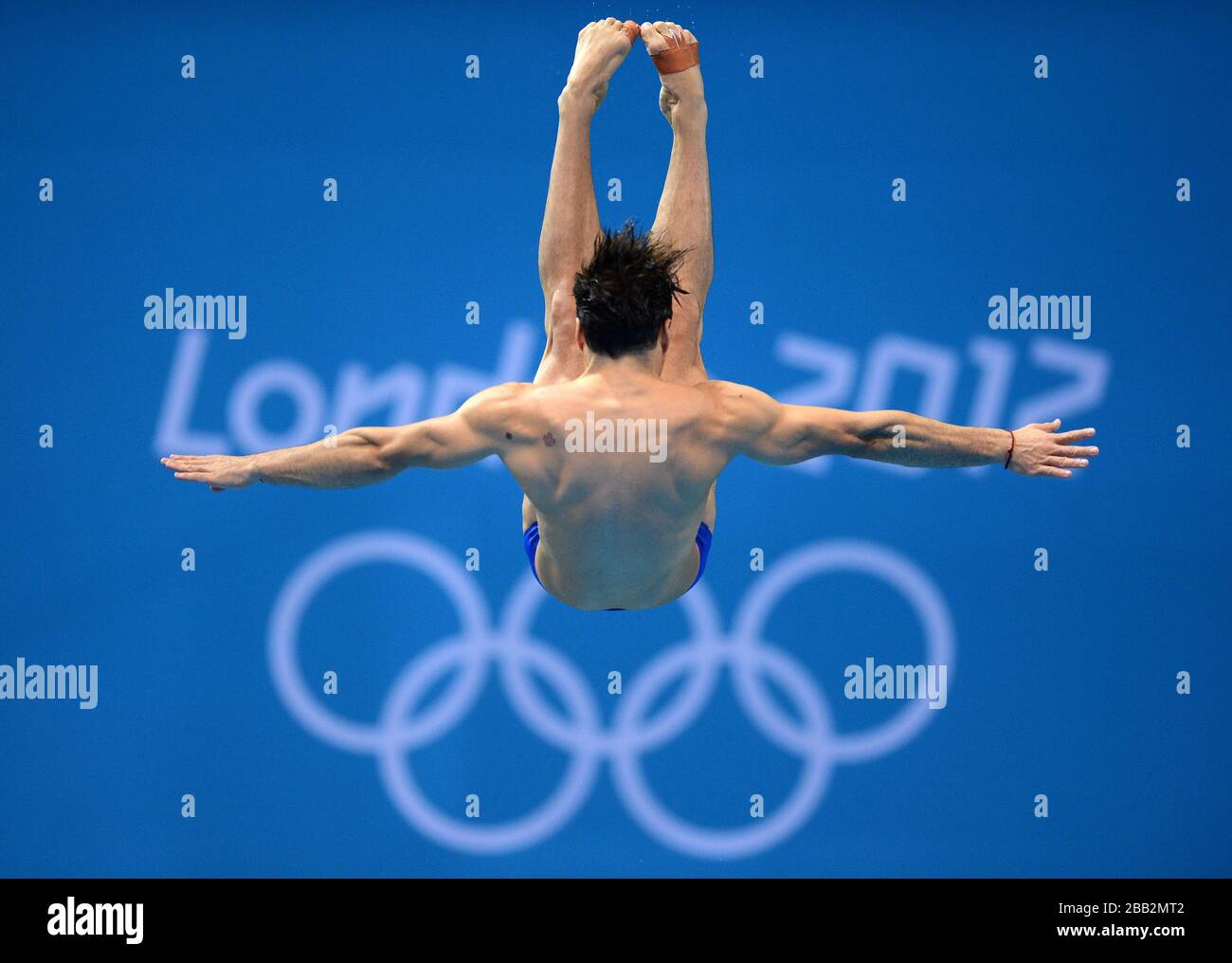 A diver in action during the Men's 3m Springboard Semi Final Round at