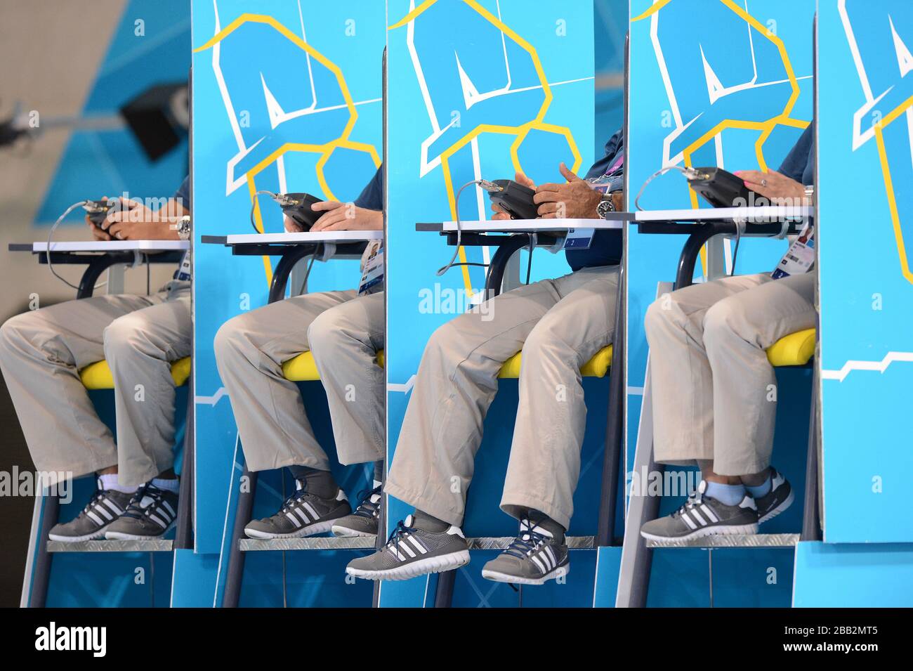 Diving Judges during the Men's 3m Springboard Semi Final Round at the