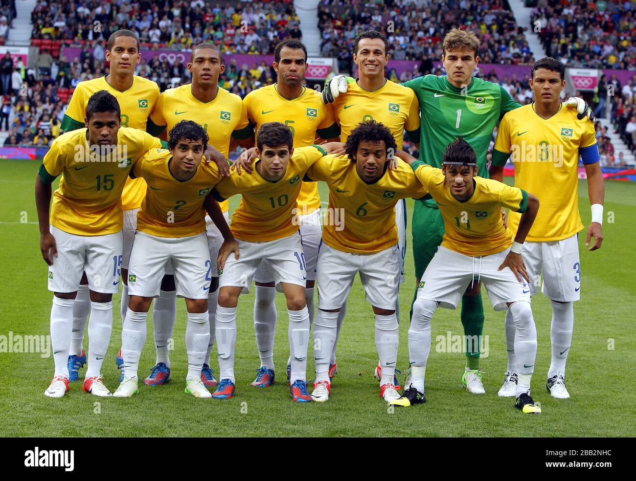 Brazil team  during the Olympic match at Old Trafford. Stock Photo