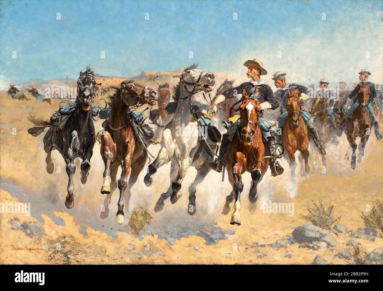 Frederic Remington, painting, Dismounted, The Fourth Troopers, Moving The Led Horses, 1890 Stock Photo